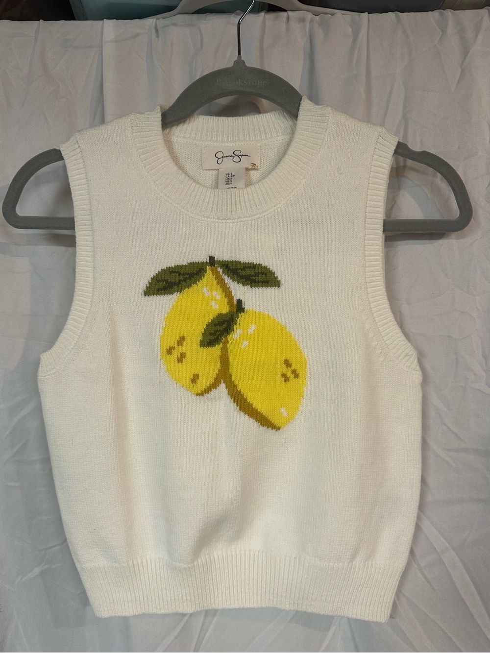Jessica Simpson Knit Lemon Graphic Sweater Vest, NWT